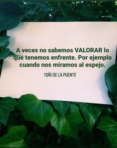 A veces no sabemos valorar lo que tenemos enfrente. Por ejemplo cuando  nos miramos al espejo